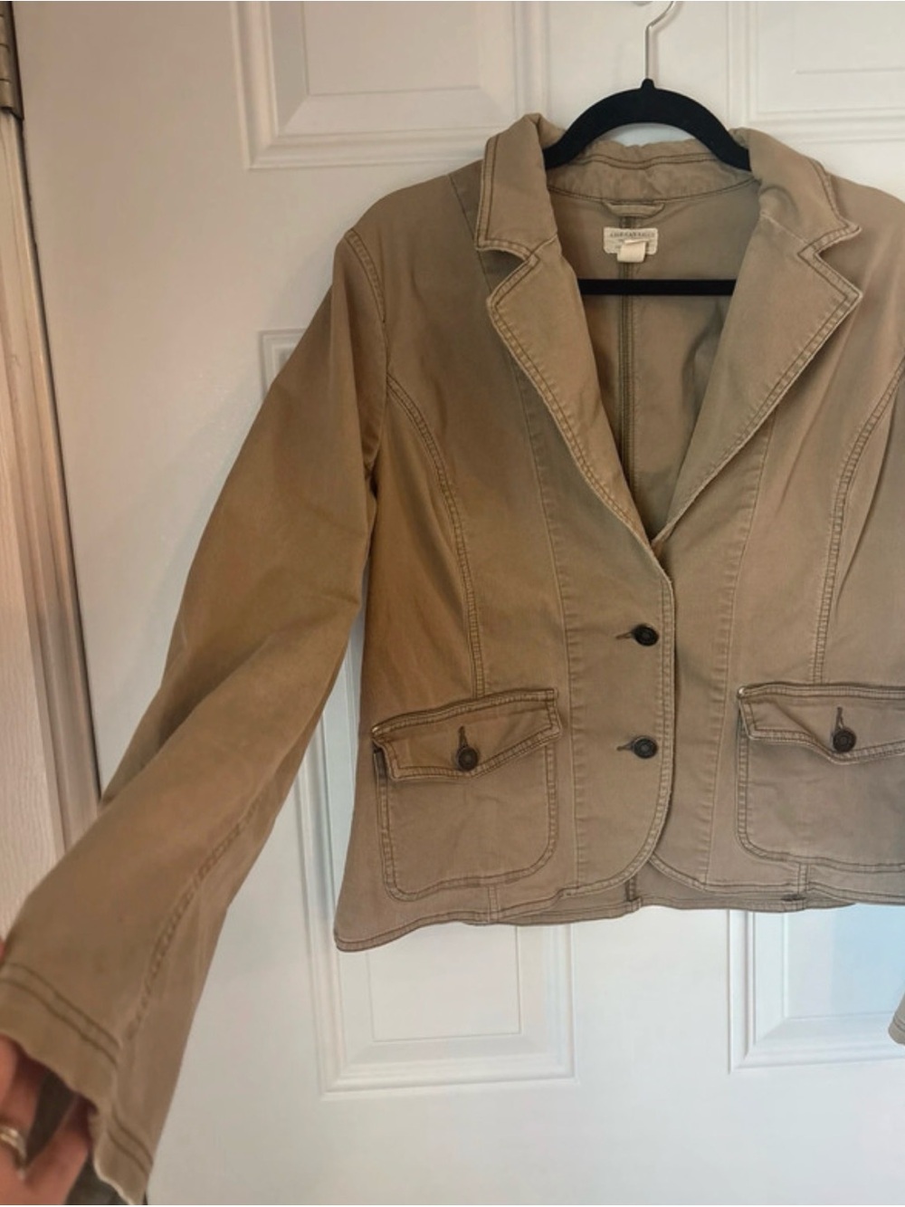 American Eagle Outfitters Tan Tailored Cotton Blazer XL Cotton Corduroy Preppy - Picture 4 of 6